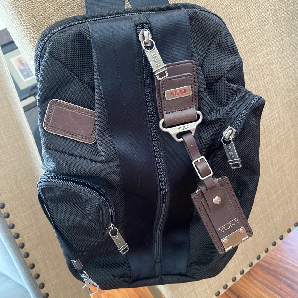 Tumi Black and Brown Backpack with Leather Accents (Mint Condition)